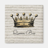 Goldkrone Königin Bee Linen Chic Spaß Magnet (Vorne)