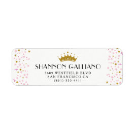 Goldkrone und rosa Konfetti-Adresse