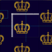 Goldkrone. Vintag.Blau Stoff (Kachel)