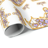 Goldkrone von Herzdiamanten Geschenkpapier (Rolleneckpunkt)