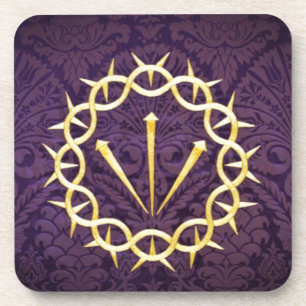 Goldkrone von Thornen auf dunklem Lila Hintergrund Untersetzer