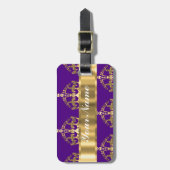 Goldkronen auf Lila Gepäckanhänger (Vorderseite vertikal)