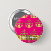Goldkronen auf Pink Button (Vorne & Hinten)