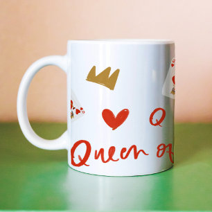Goldkronen-Herzköniginnen-Spielkarten-Kaffee Zweifarbige Tasse