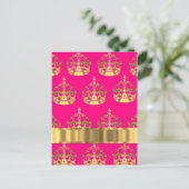Goldkronen in heißen rosa postkarte (Stehend Vorderseite)