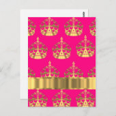 Goldkronen in heißen rosa postkarte (Vorne/Hinten)