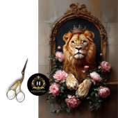 Goldkronen-Löwe rosa Vintage Decoupage Seidenpapier