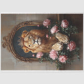 Goldkronen-Löwe rosa Vintage Decoupage Seidenpapier (Vorderseite)