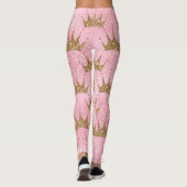 Goldkronen mit rosa Glitzer im Hintergrund Leggings (Rückseite)