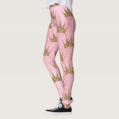 Goldkronen mit rosa Glitzer im Hintergrund Leggings (Links)