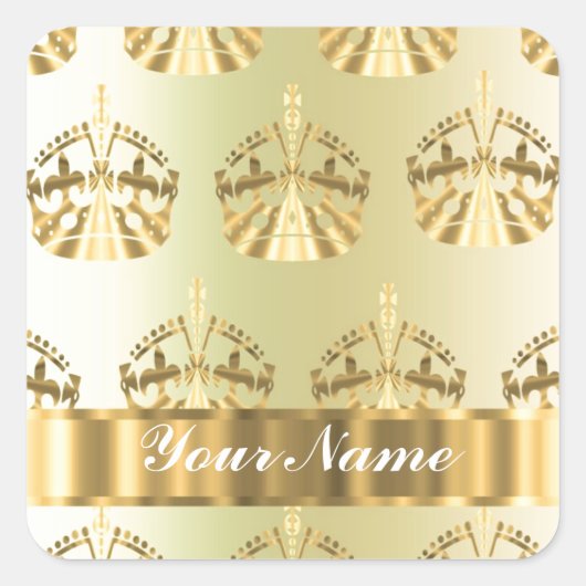 Goldkronen Quadratischer Aufkleber (Vorderseite)