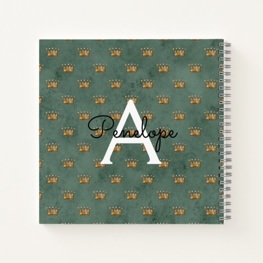 Goldkronen und Monogram-Rezept-Notebook Notizblock (Rückseite)