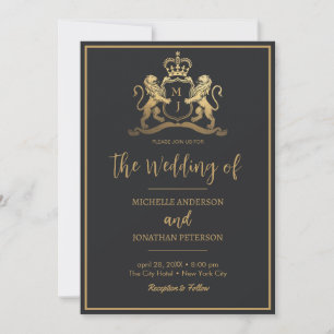 Goldkronenemblem Lions Monogram Wedding Save The Date