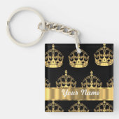 Goldkronenmuster auf schwarz schlüsselanhänger (Vorderseite)