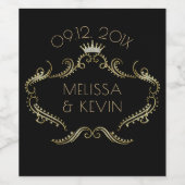 Goldkronenrahmen für Hochzeiten Weinetikett (Einzelnes Label)