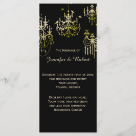 Goldkronleuchter auf Black Posh Wedding Programm