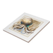 Goldktopus glänzen elegantes Strandthema Fliese (Seite)