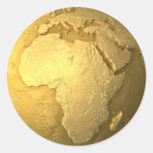 Goldkugel - Metal Erde, Afrika, 3d übertragen Runder Aufkleber