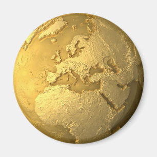 Goldkugel - Metallerde. Europa, 3d übertragen Magnet