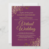 Goldkühlen auf Magenta Elegante Virtual Wedding Einladung (Vorderseite)