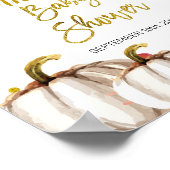 Goldkürbis Wasserfarbe Babydusche Begrüßungszeiche Poster (Ecke)