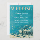 Goldküste Aqua Surf Moderne Hochzeit Einladung (Vorderseite)