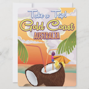 Goldküste, Australien Reiseplakat Einladung