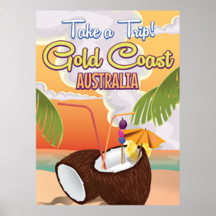 Goldküste, Australien Reiseplakat Poster