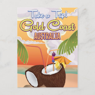 Goldküste, Australien Reiseplakat Postkarte