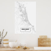 Goldküste, Australien (schwarz auf weiß) Poster (Küche)