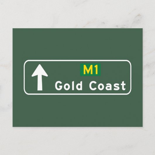 Goldküste, Australien Straßenzeichen Postkarte (Vorderseite)