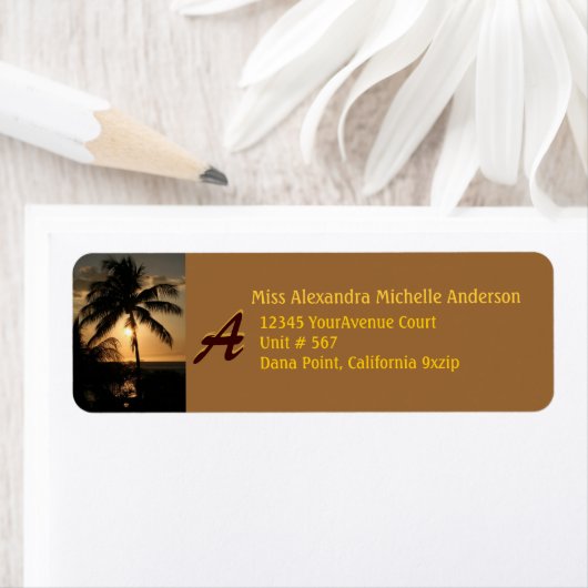 Goldküste Sonnenuntergang Palm Tree mit Monogram (Insitu)