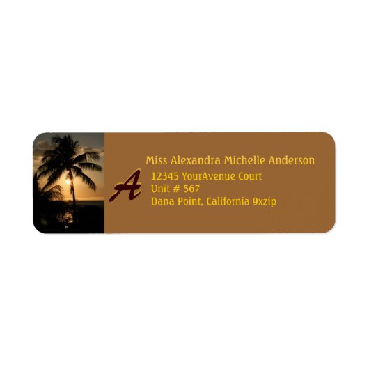 Goldküste Sonnenuntergang Palm Tree mit Monogram (Vorne)