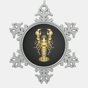 Goldlachs Schneeflocken Zinn-Ornament