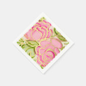 Goldlackierte Aquarellrosa Rosen Serviette (Ecke)