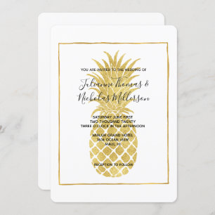 Goldlädt schillernde Ananas-Hochzeit ein Einladung