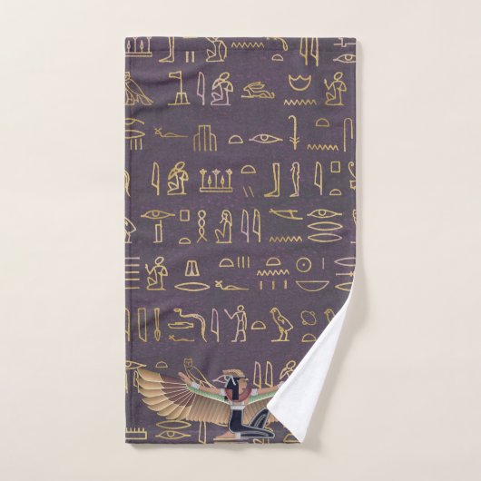 Goldlavender ägyptische Prinzessin Hieroglyphen Badhandtuch Set (Handtuch)