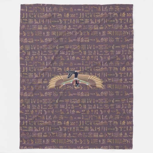Goldlavender ägyptische Prinzessin Hieroglyphen Fleecedecke (Vorderseite)