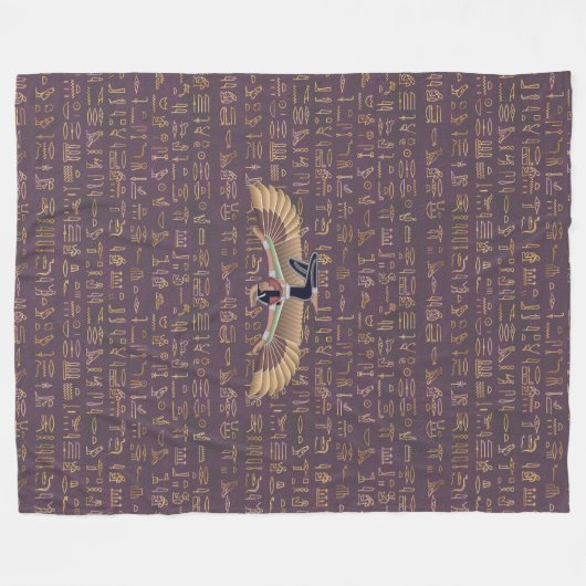 Goldlavender ägyptische Prinzessin Hieroglyphen Fleecedecke (Vorderseite (Horizontal))