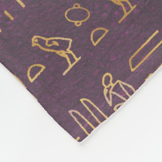 Goldlavender ägyptische Prinzessin Hieroglyphen Fleecedecke (Ecke)