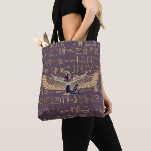 Goldlavender ägyptische Prinzessin Hieroglyphen Tasche