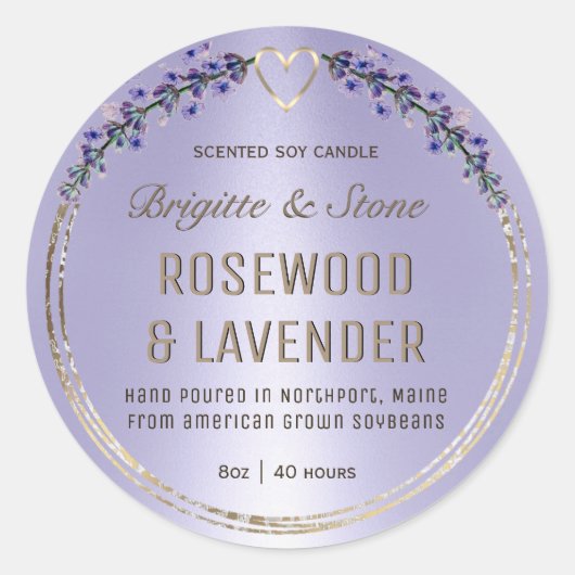 Goldlavender Gradient Soy Candle Label Runder Aufkleber (Vorderseite)