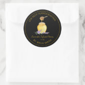 Goldlavender-Label | Schwarz Runder Aufkleber (Tasche)