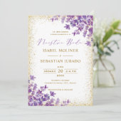 Goldlavender Nuestra Boda Spanish Wedding Einladung (Stehend Vorderseite)