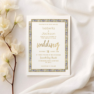 Goldlavender pinkfarbene Hochzeit Einladung