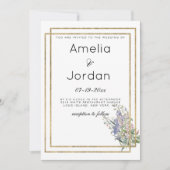 Goldlavender rosa Blumenzehen Einladung (Vorderseite)