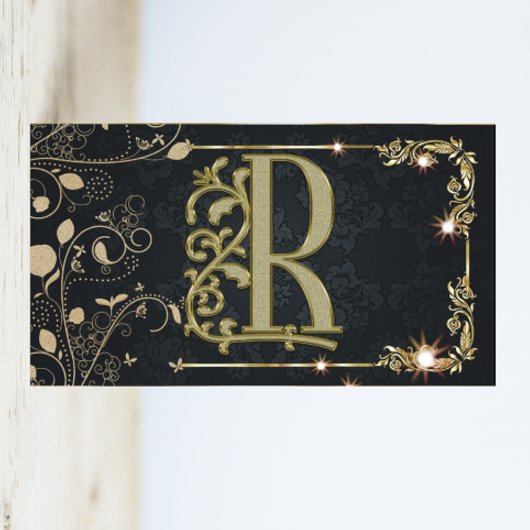 Goldleaf-Floral-Sparkon-Monogramm Visitenkarte