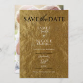 Goldleaf Foil Modern Full Foto Save the Date Einladung (Vorne/Hinten)