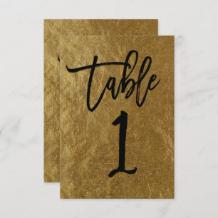 Goldleaf Foil Moderne Script-Tischnummer 1 Einladung