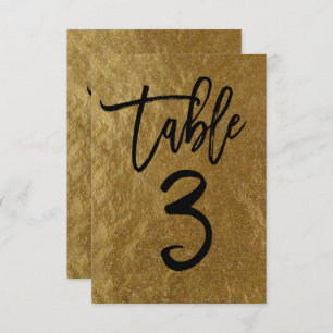 Goldleaf Foil Moderne Script-Tischnummer 3 Einladung